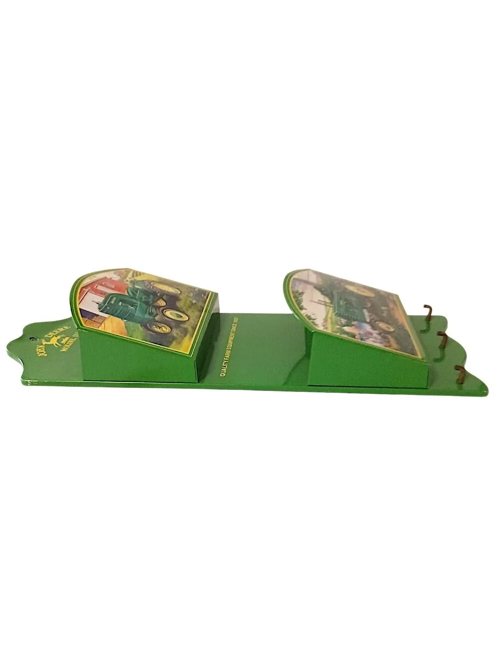 Vtg John Deere Tractor Mail Holder Key Rack Metal 3 Hooks Farmhouse Wall Decor